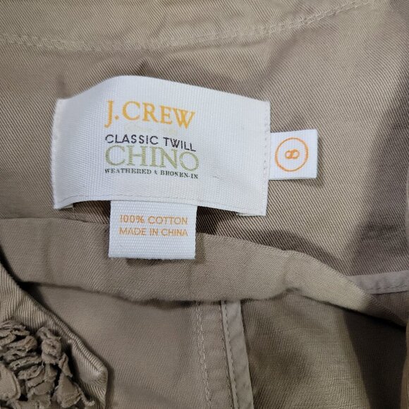 J. Crew Tan Ruffle Trim Classic Twill Chino Women's Jacket | Size 8 - Picture 4 of 11